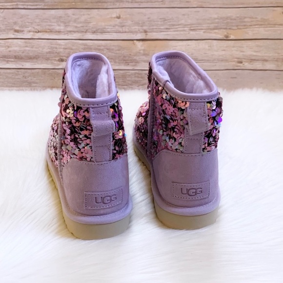 UGG Classic Mini Stellar Sequin Lilac Frost Boots - Picture 6 of 9